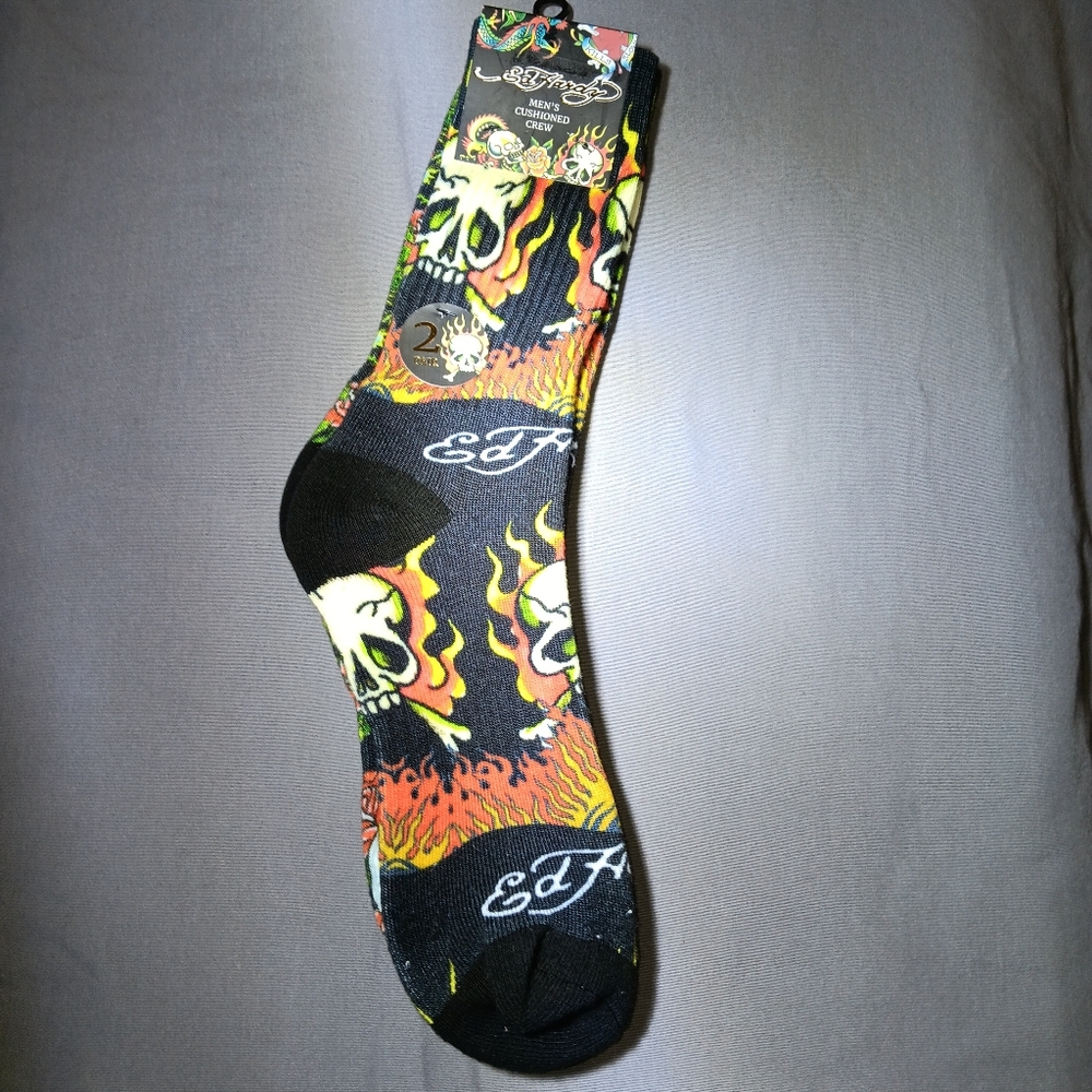 Ed Hardy Black and Orange Casual Socks